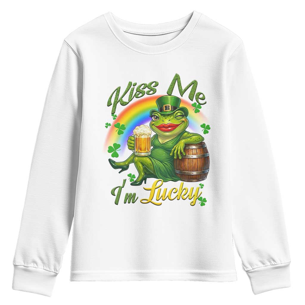 Funny Kiss Me I Am Lucky Youth Sweatshirt St Patricks Day Frog