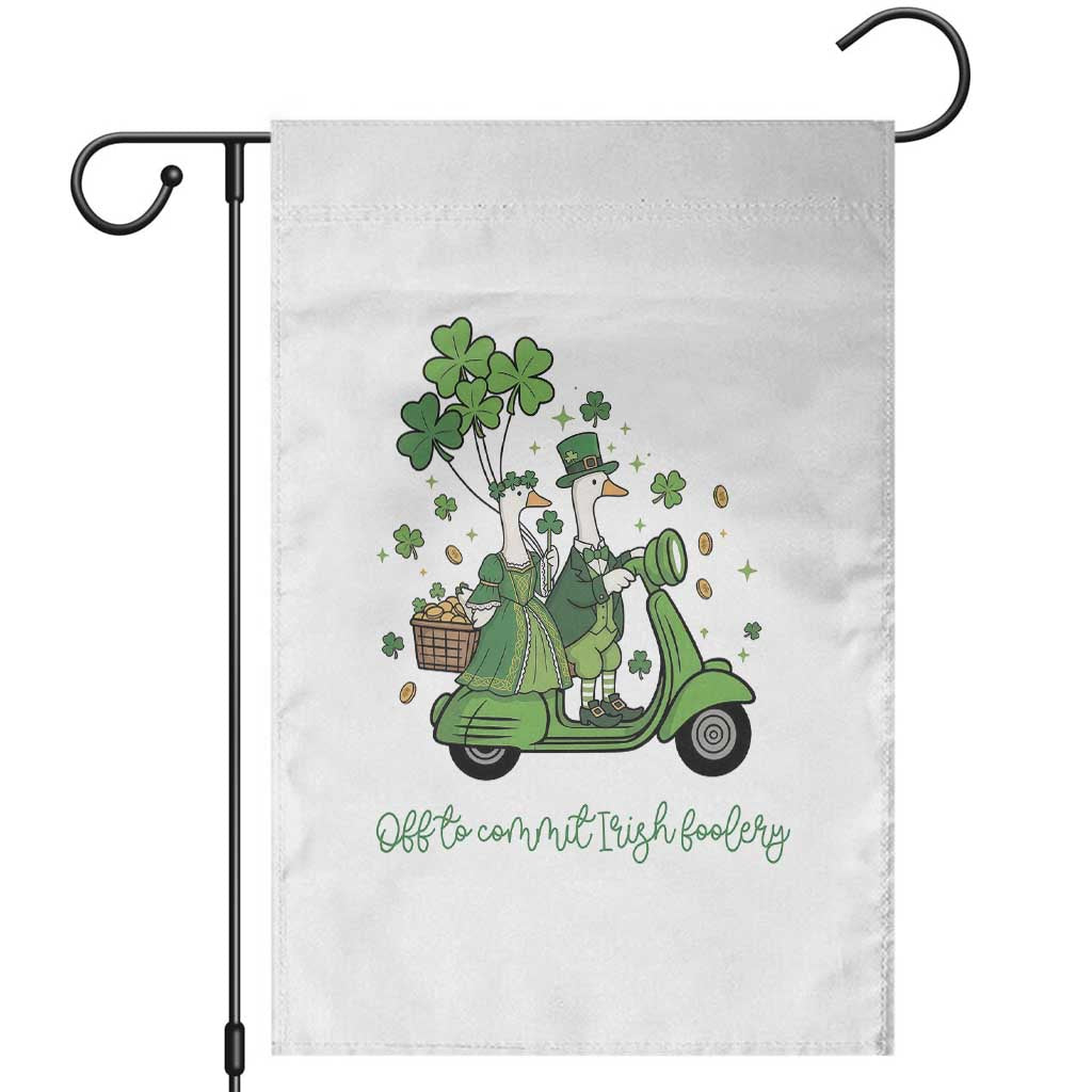 Funny Silly Irish Goose Garden Flag Off To Commit Irish Foolery
