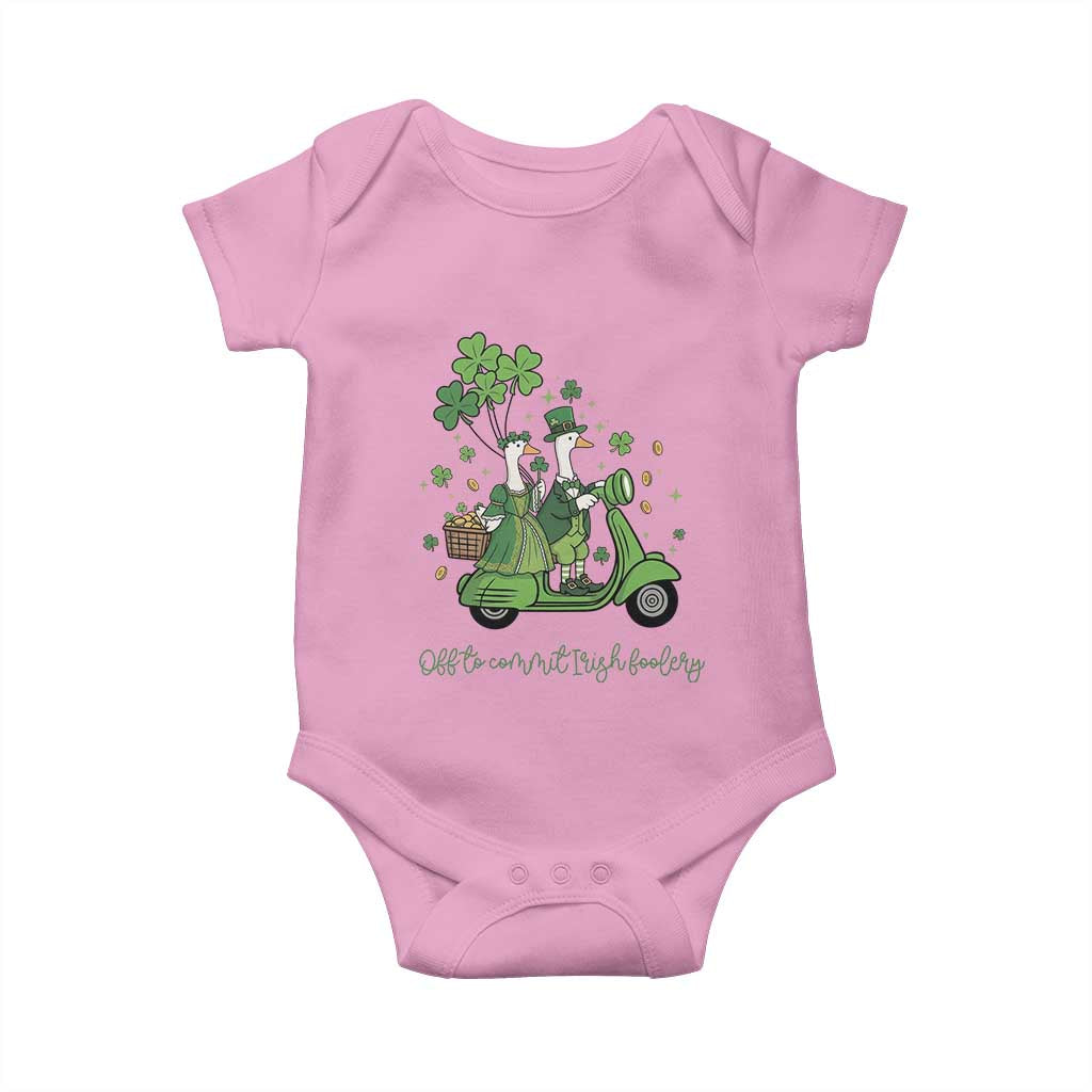 Funny Silly Irish Goose Baby Onesie Off To Commit Irish Foolery