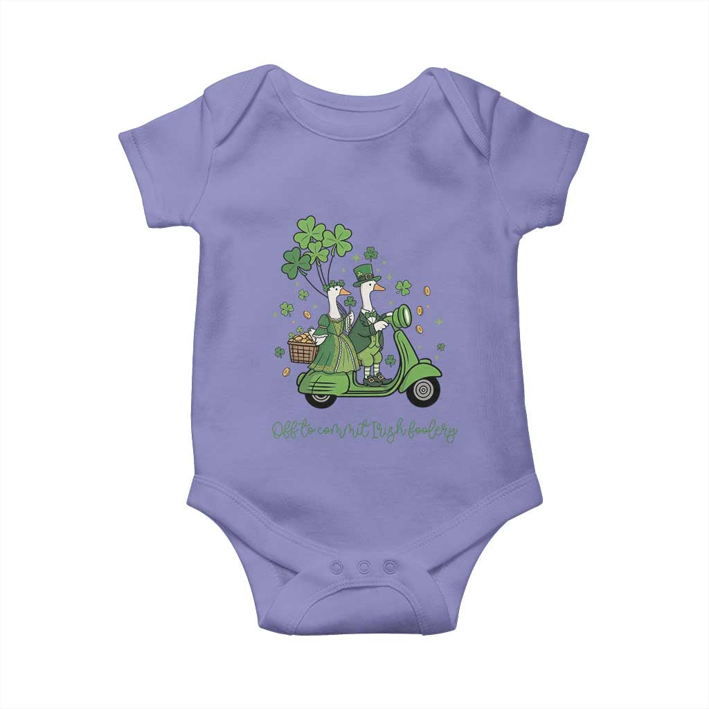 Funny Silly Irish Goose Baby Onesie Off To Commit Irish Foolery