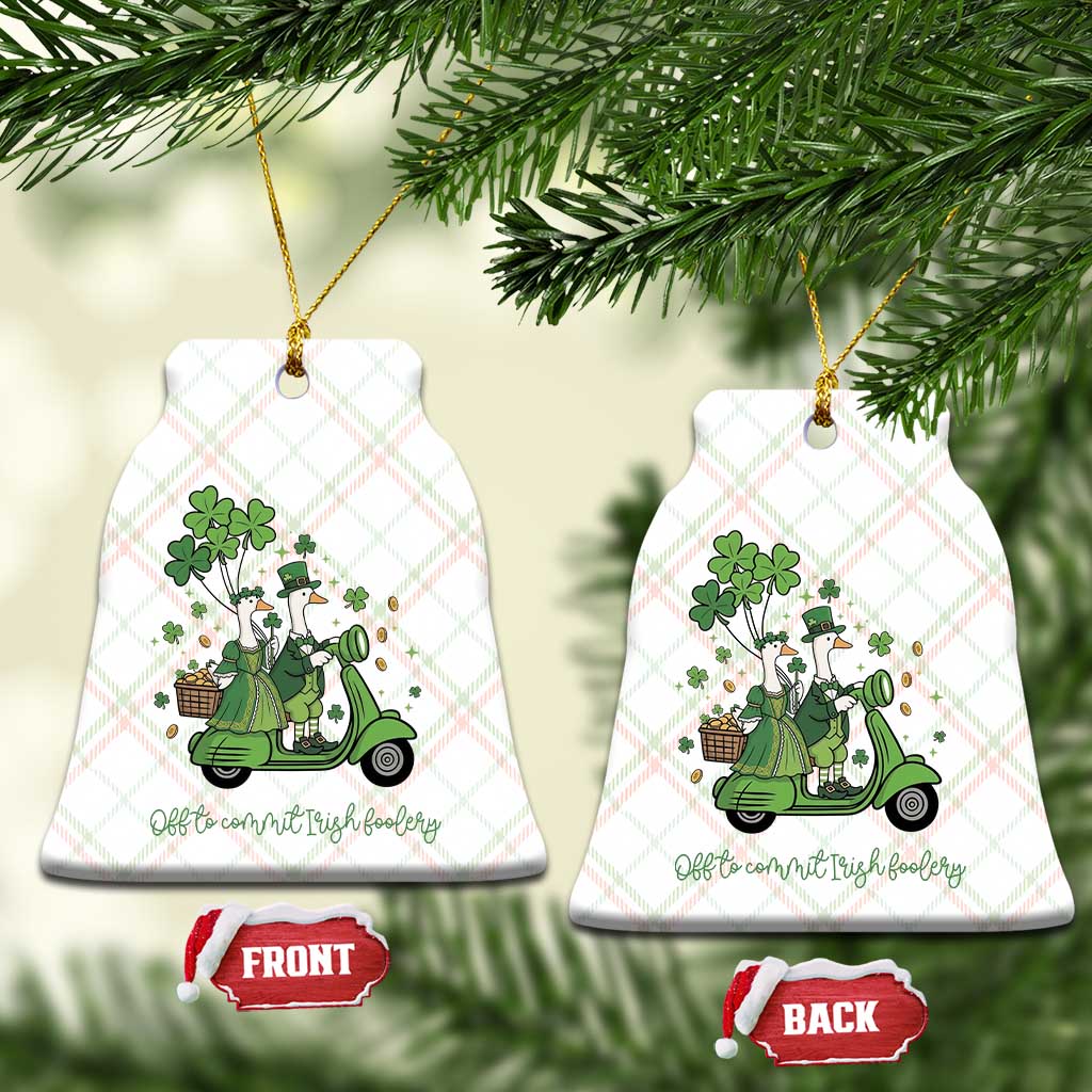Funny Silly Irish Goose Ceramic Ornament Off To Commit Irish Foolery
