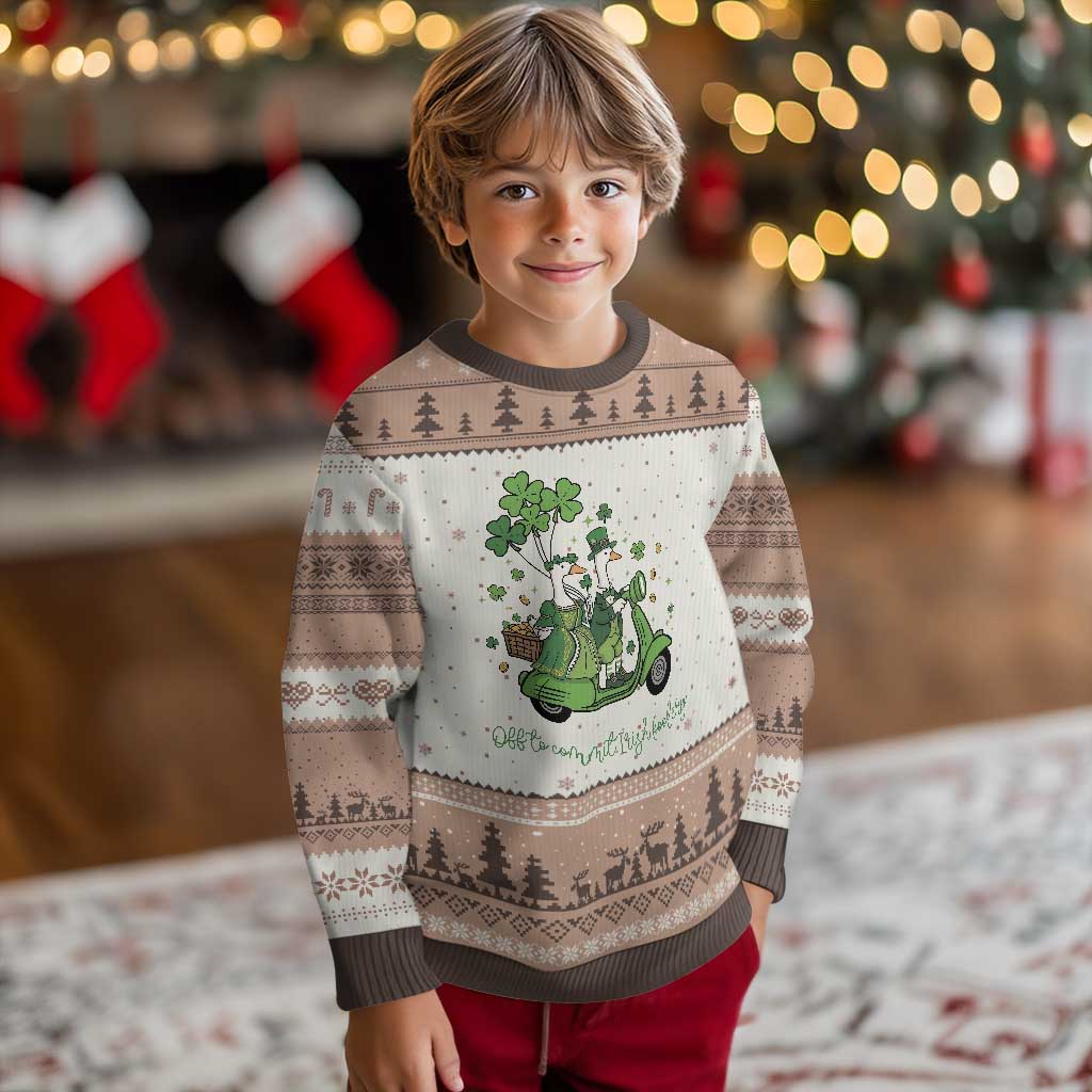 Funny Silly Irish Goose Ugly Christmas Sweater Off To Commit Irish Foolery