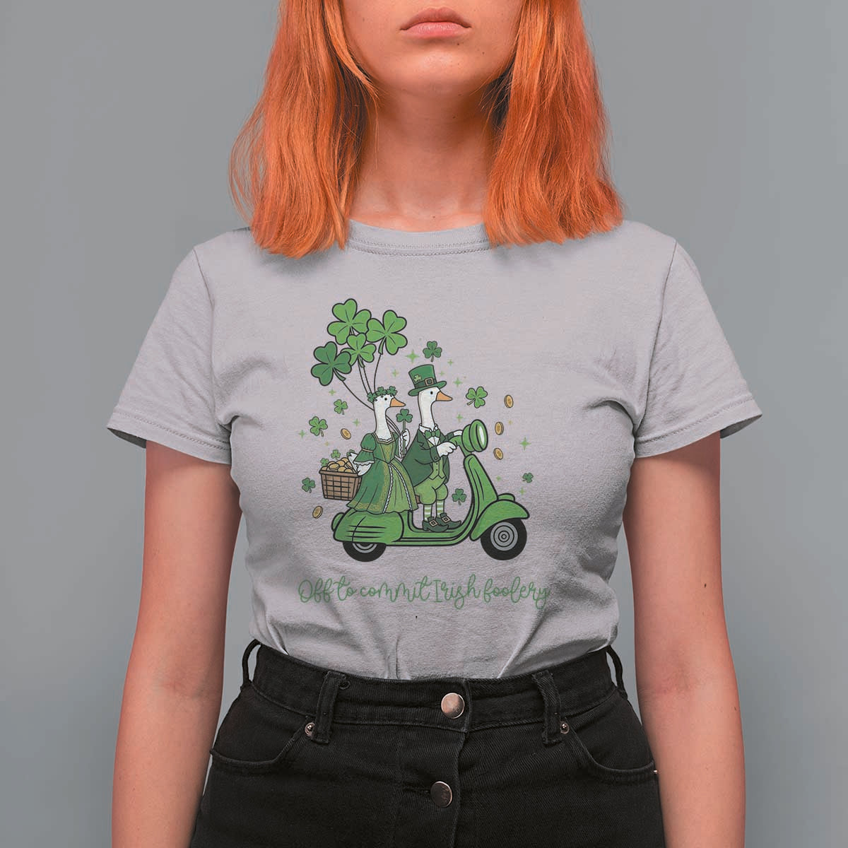 Funny Silly Irish Goose T Shirt For Women Off To Commit Irish Foolery