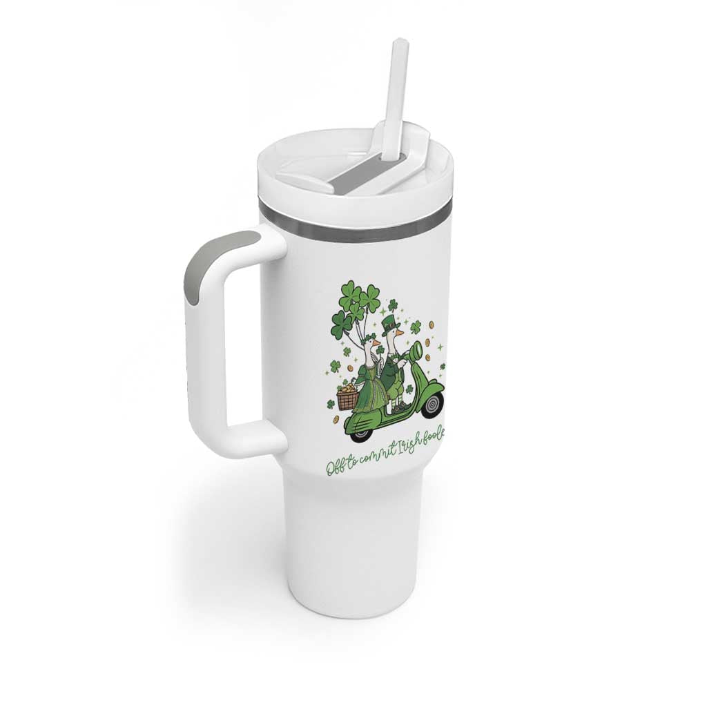 Funny Silly Irish Goose Tumbler With Handle Off To Commit Irish Foolery