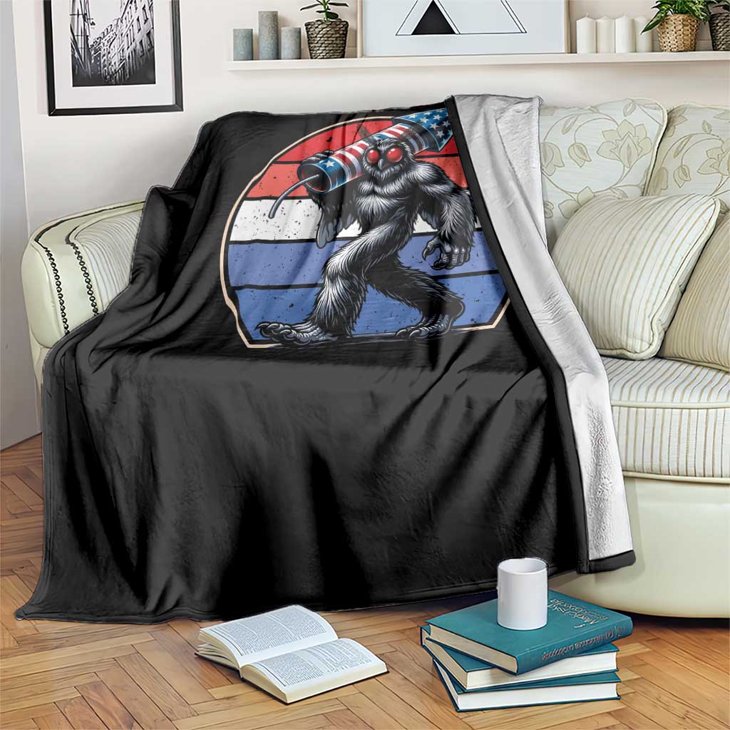 Funny Patriotic Mothman Throw Blanket West Virginia Cryptid Lover Gift