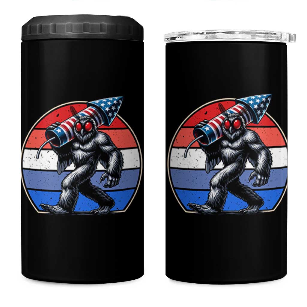 Funny Patriotic Mothman 4 in 1 Can Cooler Tumbler West Virginia Cryptid Lover Gift