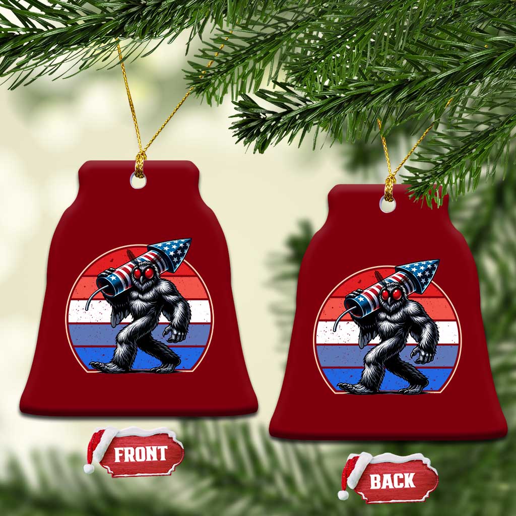 Funny Patriotic Mothman Ceramic Ornament West Virginia Cryptid Lover Gift
