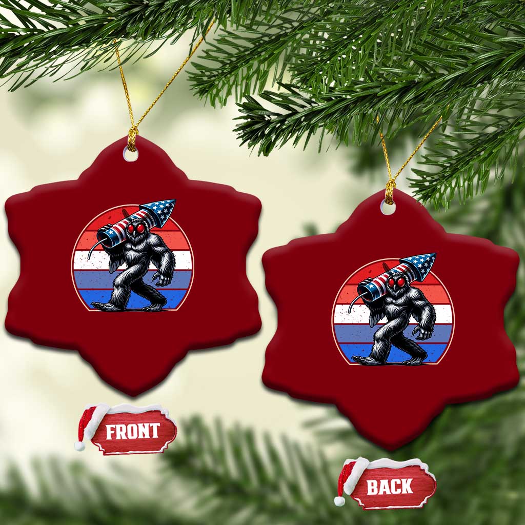 Funny Patriotic Mothman Ceramic Ornament West Virginia Cryptid Lover Gift