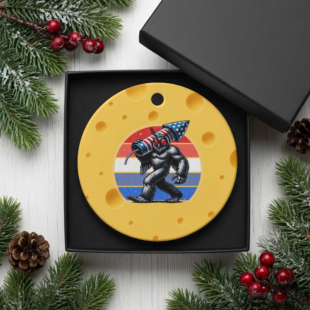 Funny Patriotic Mothman Ceramic Ornament West Virginia Cryptid Lover Gift