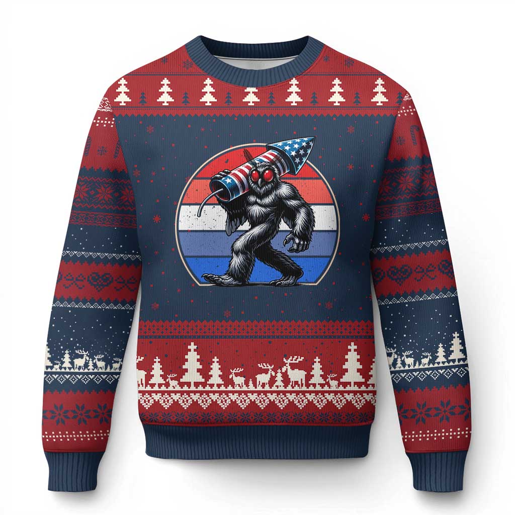 Funny Patriotic Mothman Ugly Christmas Sweater West Virginia Cryptid Lover Gift