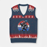 Funny Patriotic Mothman V-Neck Knit Sweater Vest West Virginia Cryptid Lover Gift