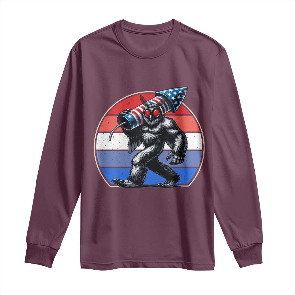 Funny Patriotic Mothman Long Sleeve Shirt West Virginia Cryptid Lover Gift