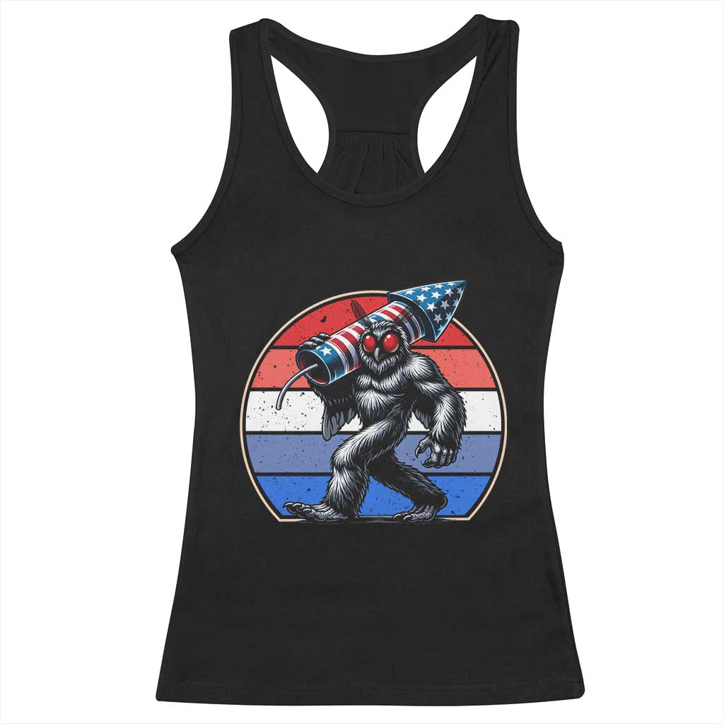 Funny Patriotic Mothman Racerback Tank Top West Virginia Cryptid Lover Gift