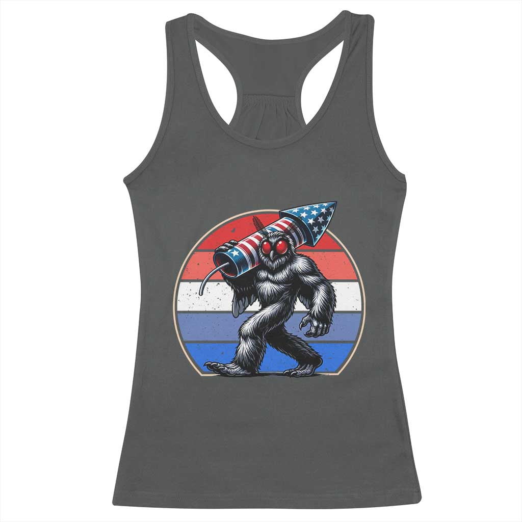Funny Patriotic Mothman Racerback Tank Top West Virginia Cryptid Lover Gift