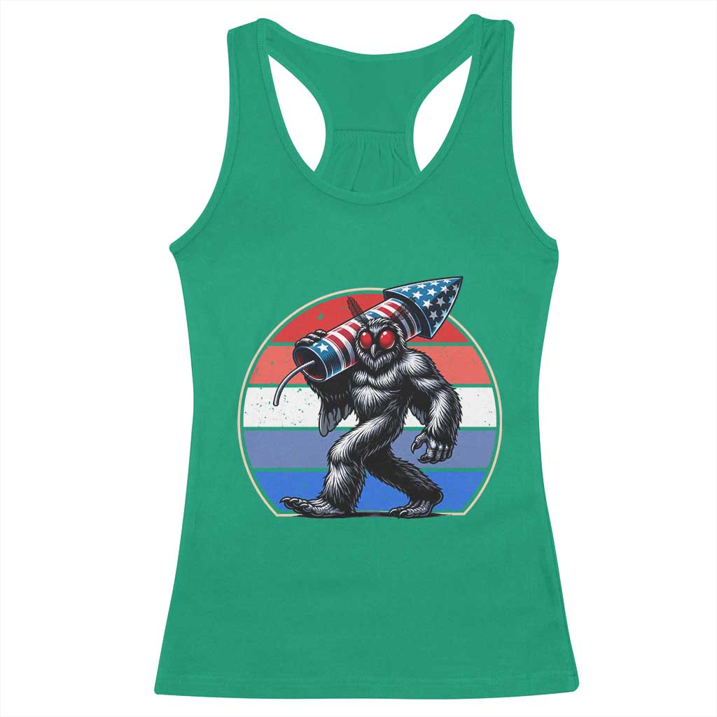 Funny Patriotic Mothman Racerback Tank Top West Virginia Cryptid Lover Gift