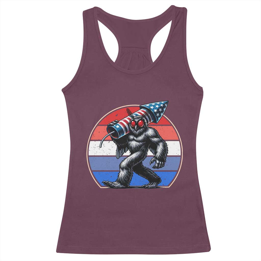 Funny Patriotic Mothman Racerback Tank Top West Virginia Cryptid Lover Gift
