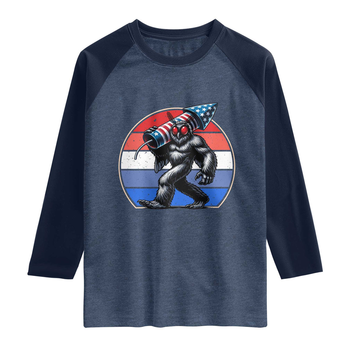 Funny Patriotic Mothman Raglan Shirt West Virginia Cryptid Lover Gift
