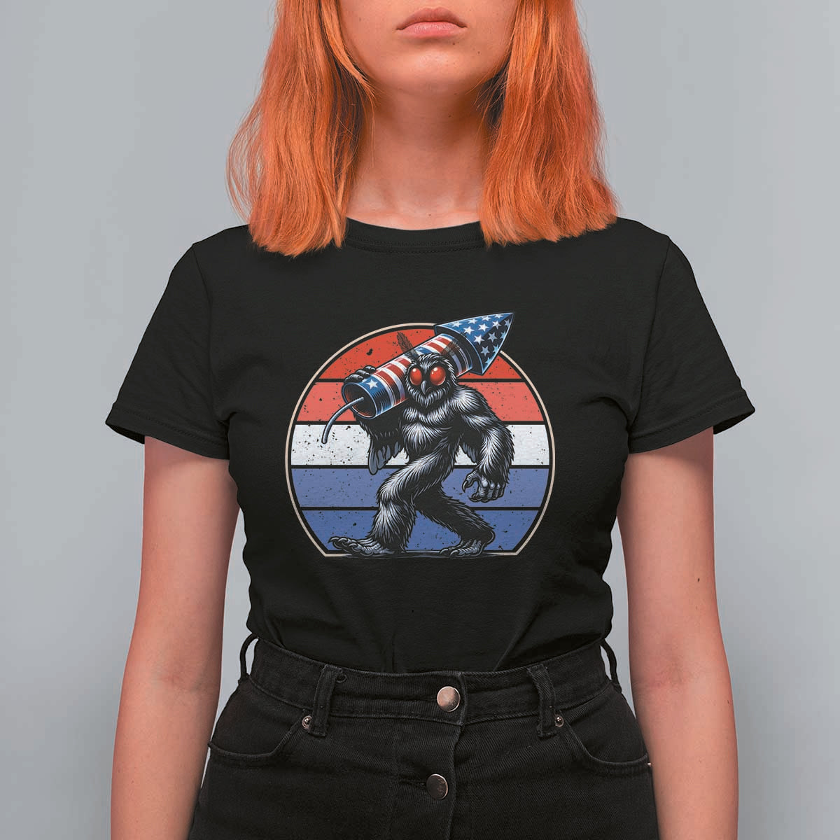Funny Patriotic Mothman T Shirt For Women West Virginia Cryptid Lover Gift