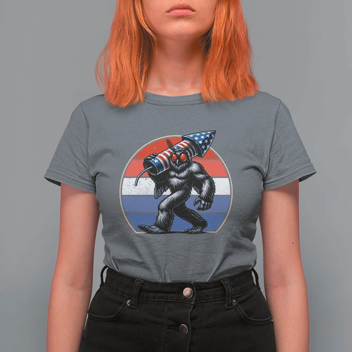 Funny Patriotic Mothman T Shirt For Women West Virginia Cryptid Lover Gift