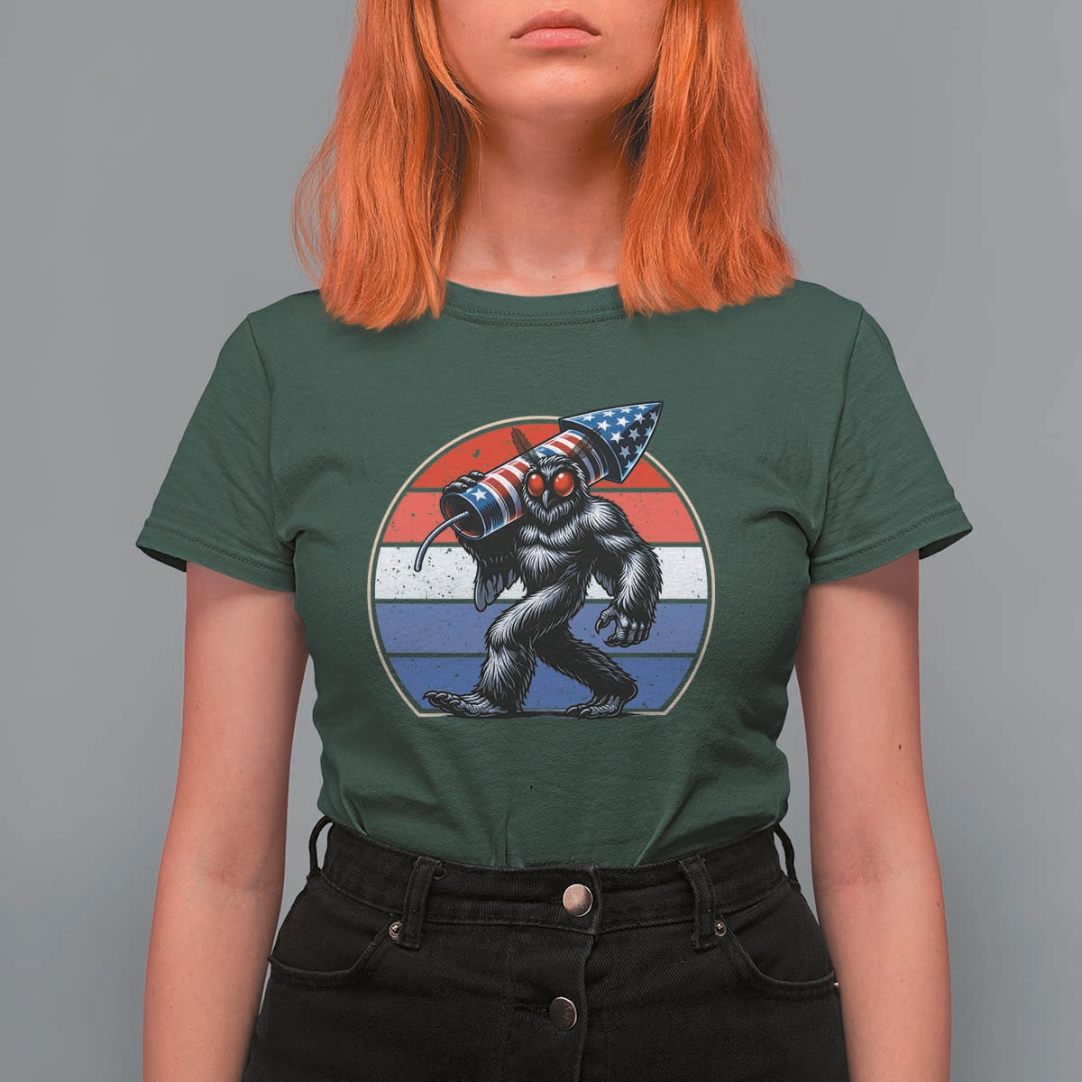 Funny Patriotic Mothman T Shirt For Women West Virginia Cryptid Lover Gift