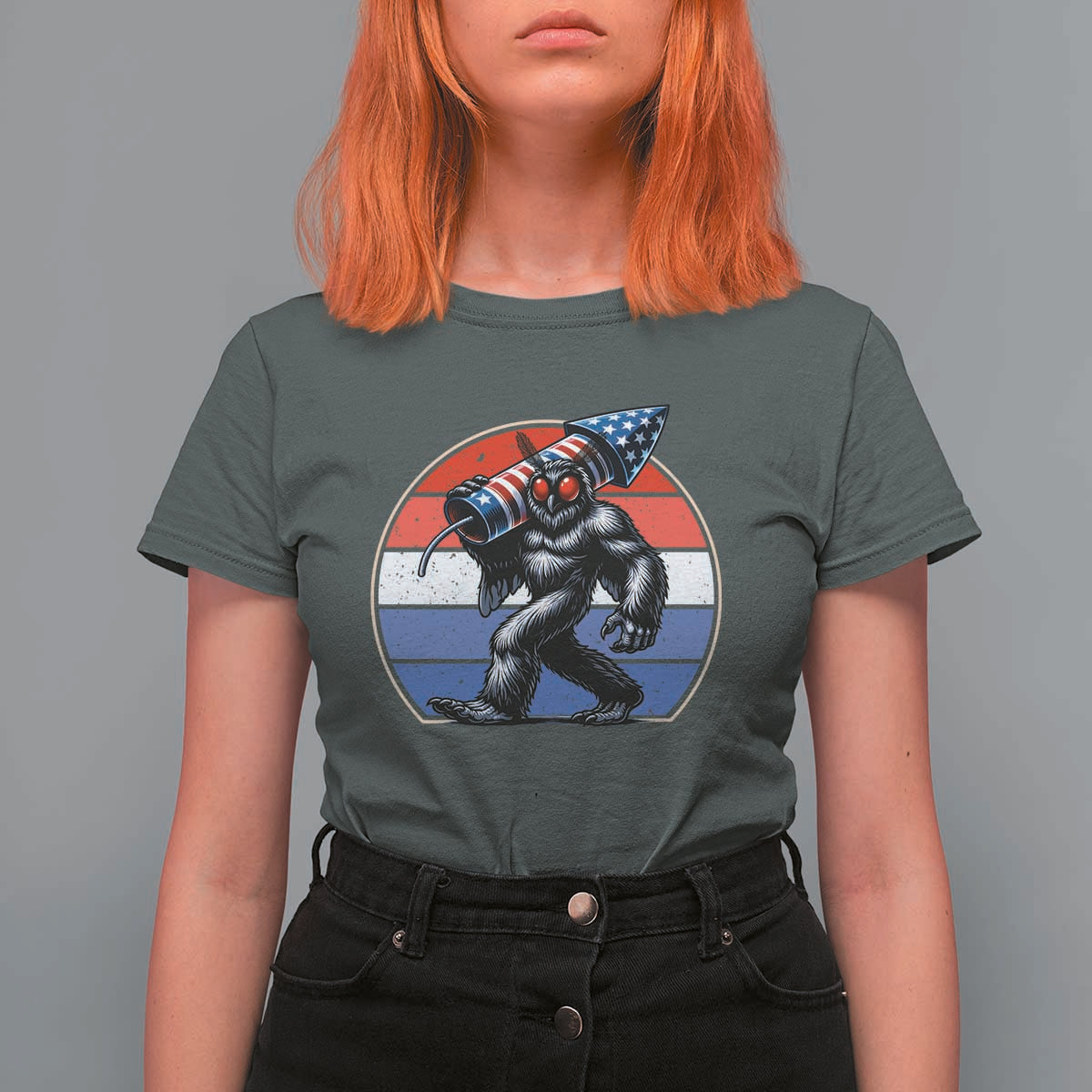 Funny Patriotic Mothman T Shirt For Women West Virginia Cryptid Lover Gift