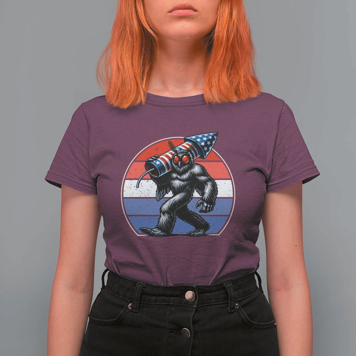 Funny Patriotic Mothman T Shirt For Women West Virginia Cryptid Lover Gift
