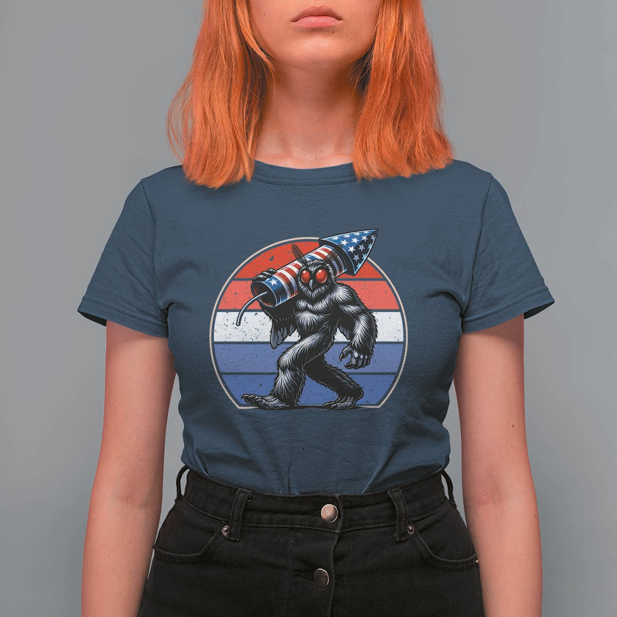 Funny Patriotic Mothman T Shirt For Women West Virginia Cryptid Lover Gift