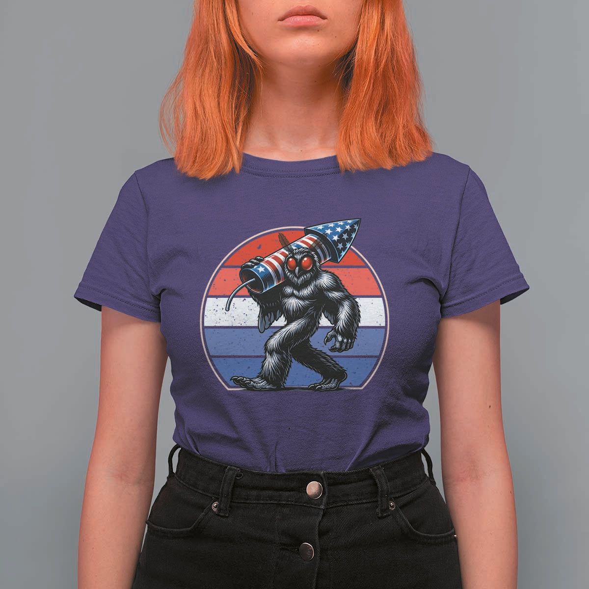 Funny Patriotic Mothman T Shirt For Women West Virginia Cryptid Lover Gift