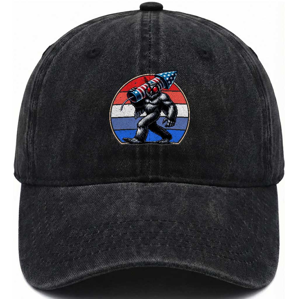 Funny Patriotic Mothman Washed Cotton Baseball Cap West Virginia Cryptid Lover Gift
