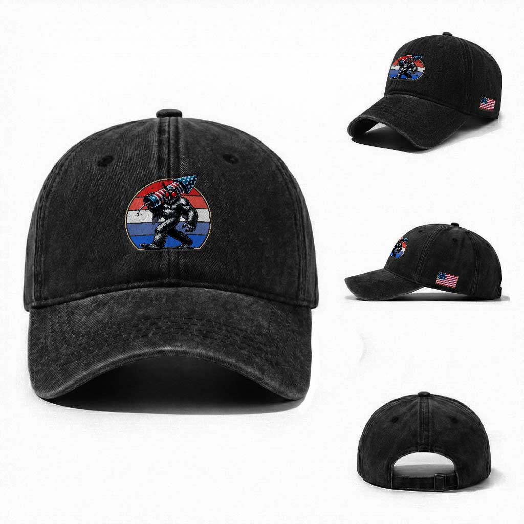 Funny Patriotic Mothman Washed Cotton Baseball Cap West Virginia Cryptid Lover Gift