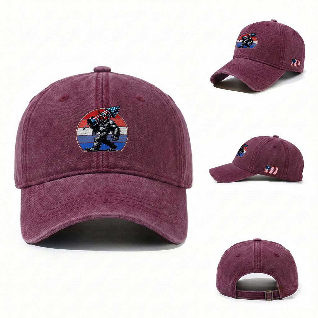 Funny Patriotic Mothman Washed Cotton Baseball Cap West Virginia Cryptid Lover Gift