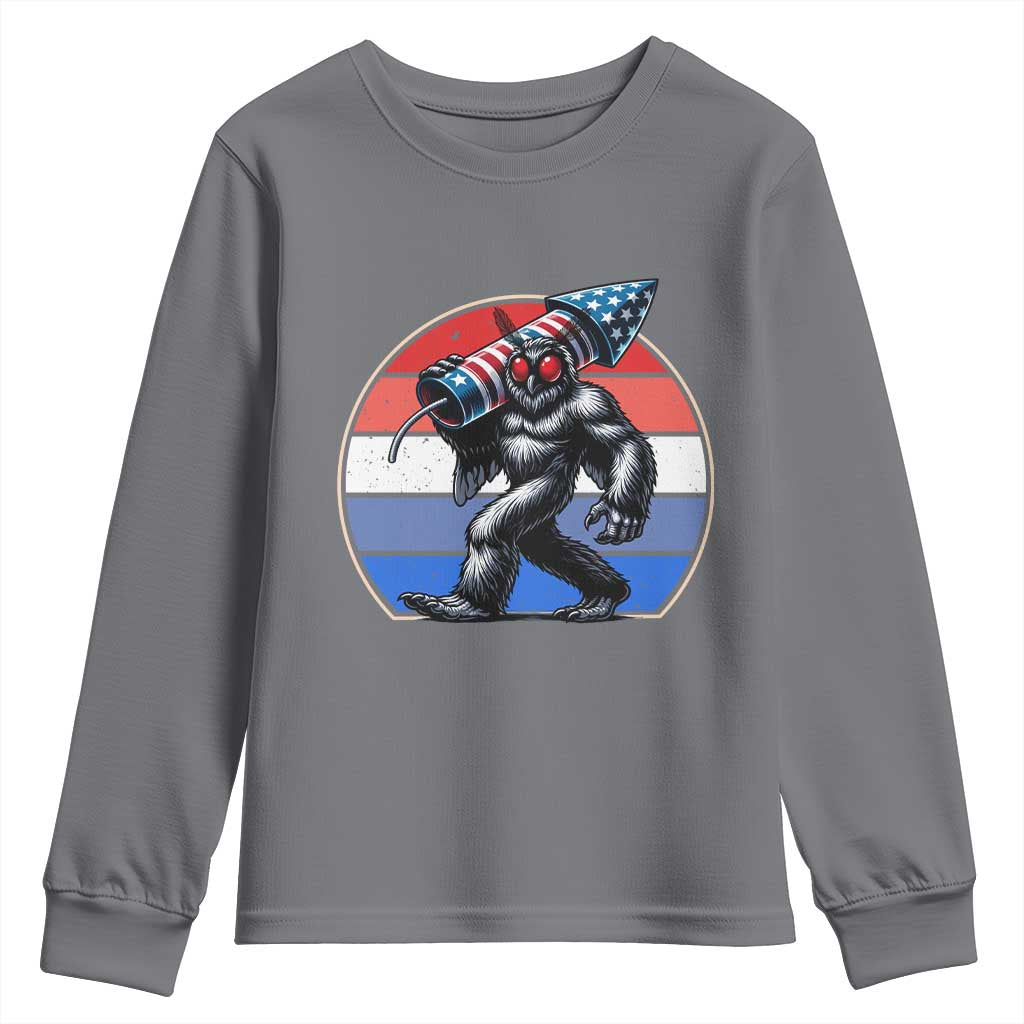Funny Patriotic Mothman Youth Sweatshirt West Virginia Cryptid Lover Gift