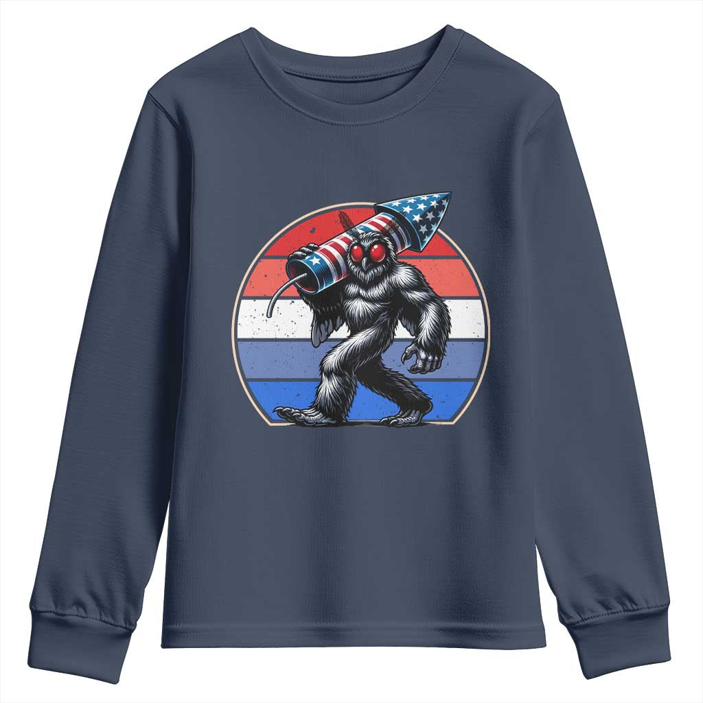 Funny Patriotic Mothman Youth Sweatshirt West Virginia Cryptid Lover Gift