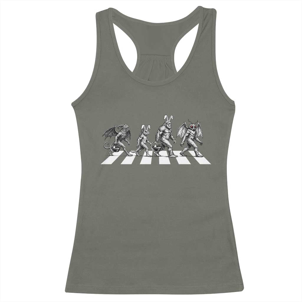 Funny Easter Cryptid Walk Racerback Tank Top Bigfoot Mothman Jersey Devil Chupacabra