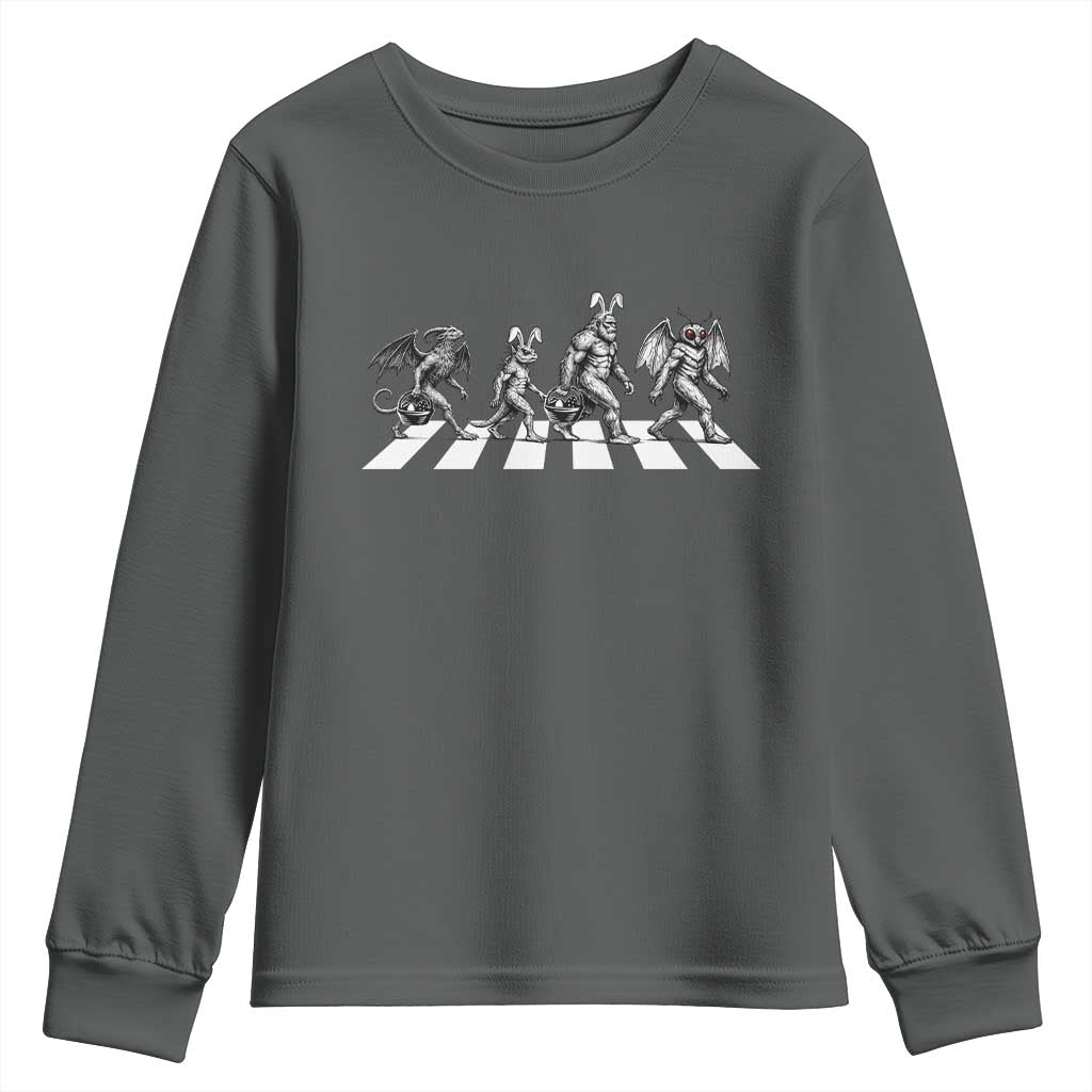 Funny Easter Cryptid Walk Youth Sweatshirt Bigfoot Mothman Jersey Devil Chupacabra