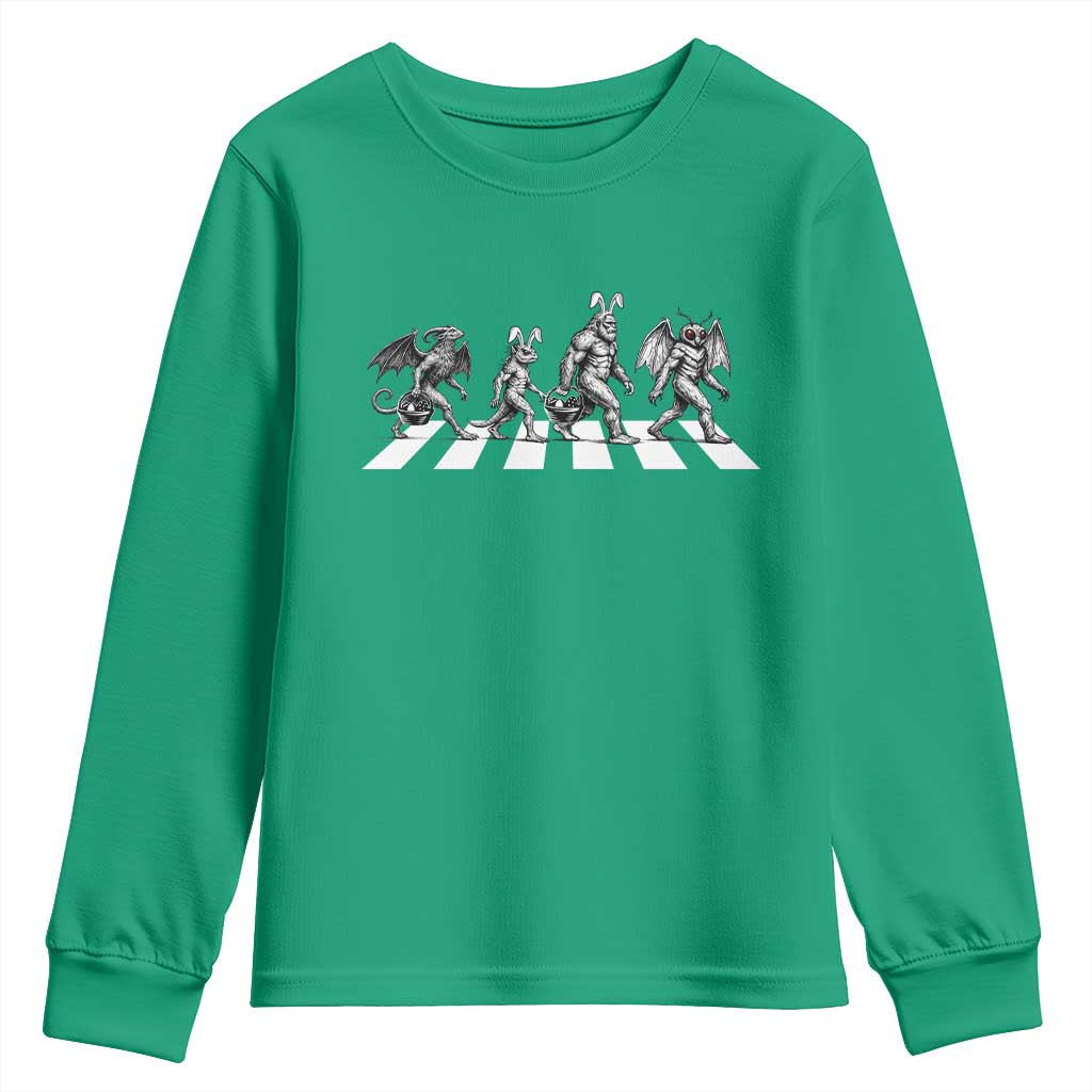 Funny Easter Cryptid Walk Youth Sweatshirt Bigfoot Mothman Jersey Devil Chupacabra
