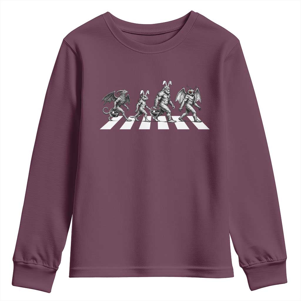 Funny Easter Cryptid Walk Youth Sweatshirt Bigfoot Mothman Jersey Devil Chupacabra