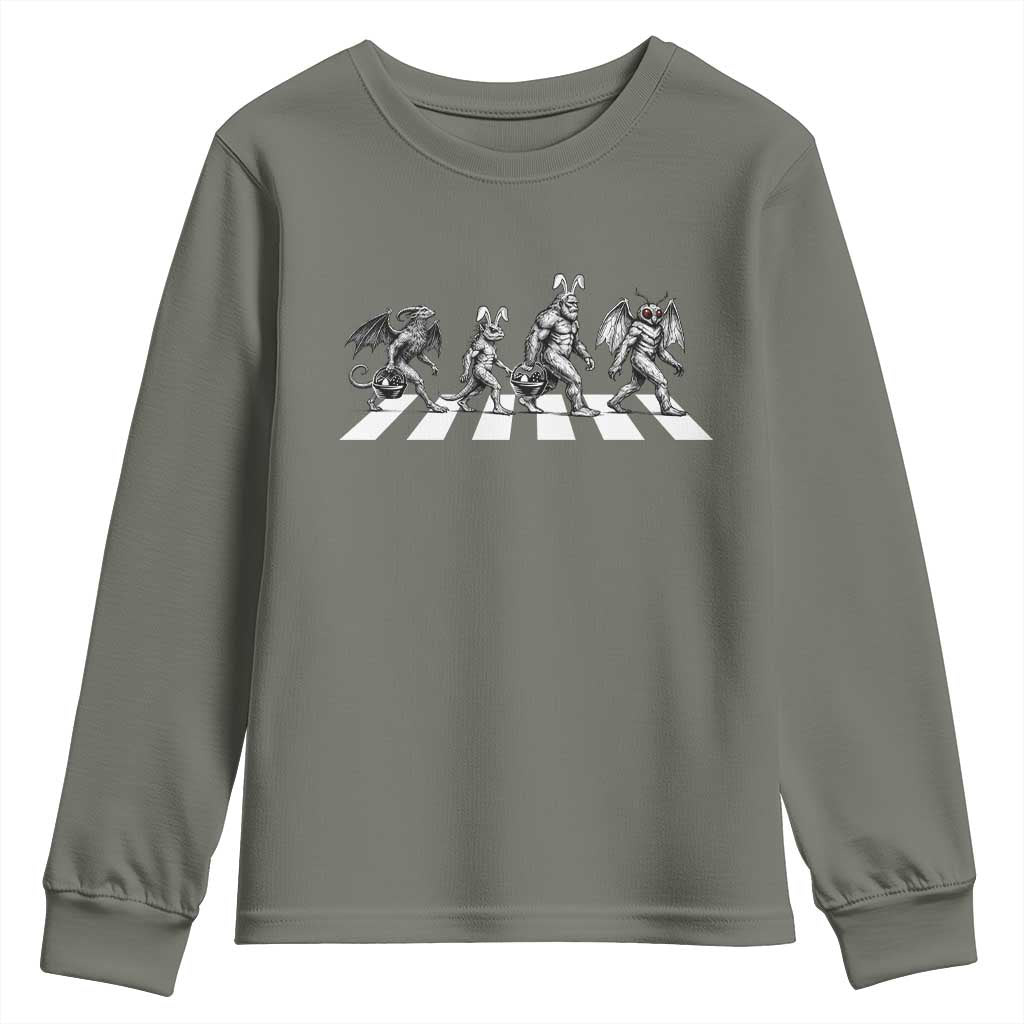 Funny Easter Cryptid Walk Youth Sweatshirt Bigfoot Mothman Jersey Devil Chupacabra