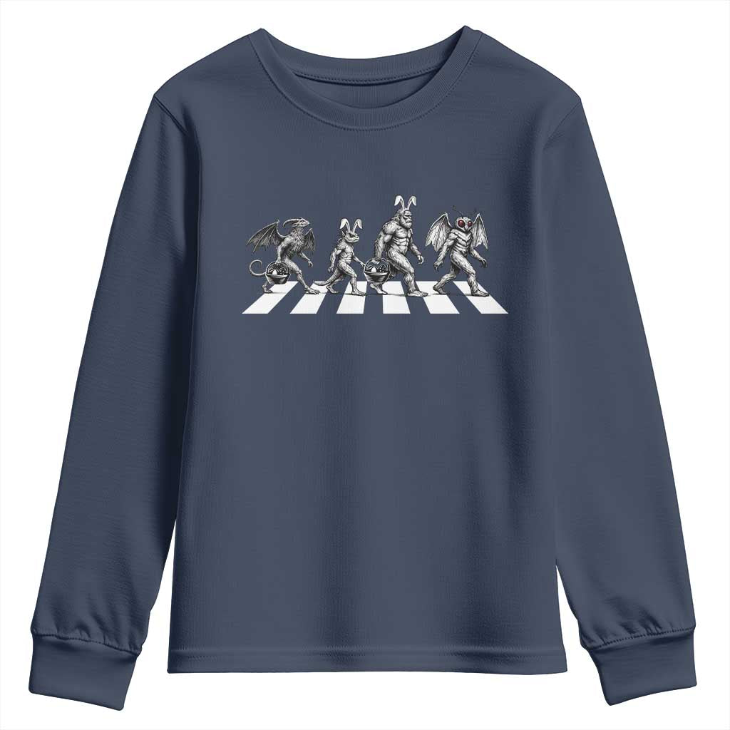 Funny Easter Cryptid Walk Youth Sweatshirt Bigfoot Mothman Jersey Devil Chupacabra