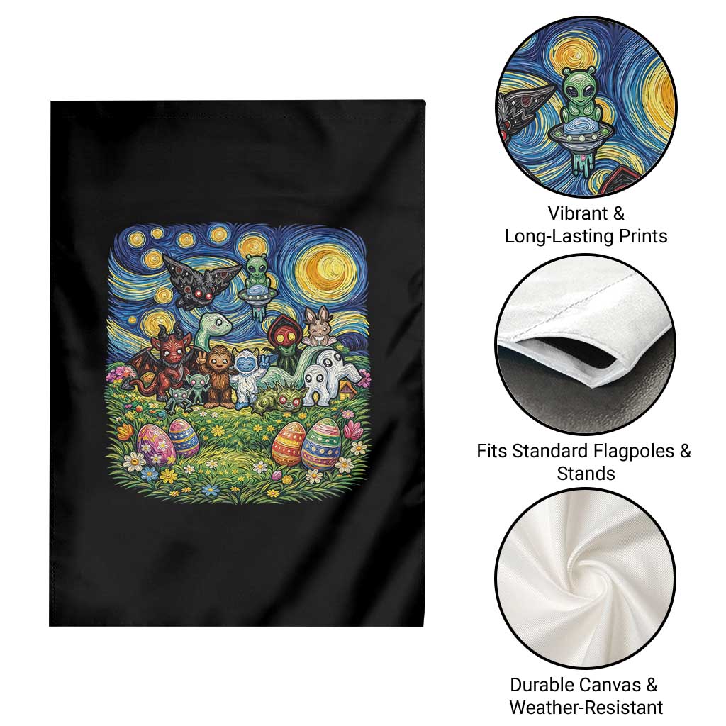 Funny Cryptid Starry Night Easter Garden Flag Monster Lover Gift
