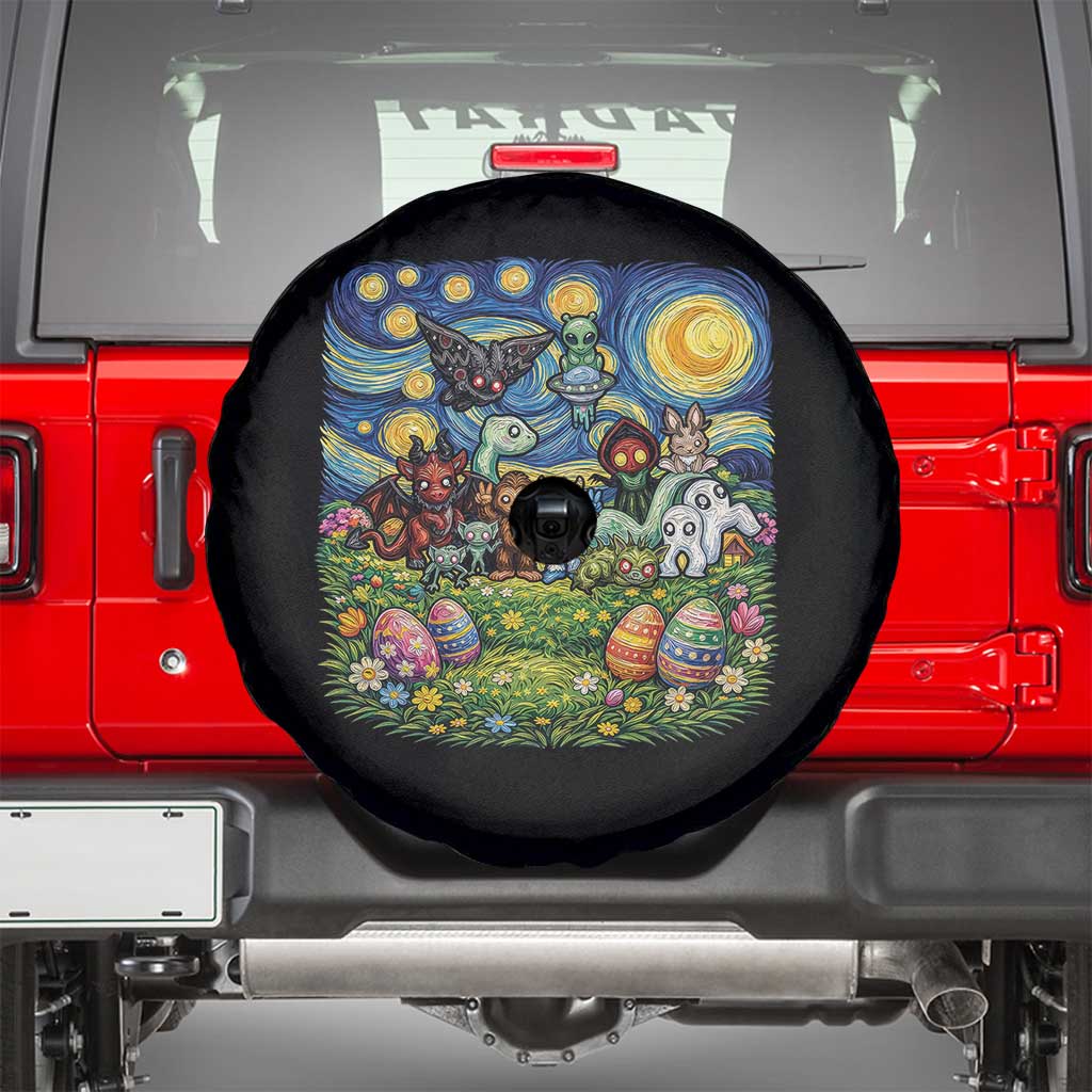 Funny Cryptid Starry Night Easter Spare Tire Cover Monster Lover Gift