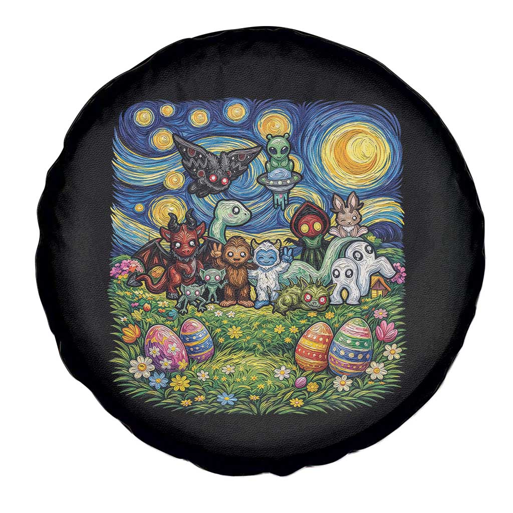 Funny Cryptid Starry Night Easter Spare Tire Cover Monster Lover Gift