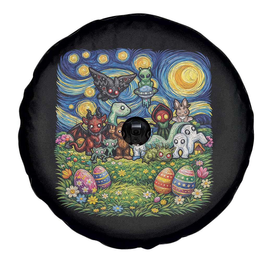 Funny Cryptid Starry Night Easter Spare Tire Cover Monster Lover Gift