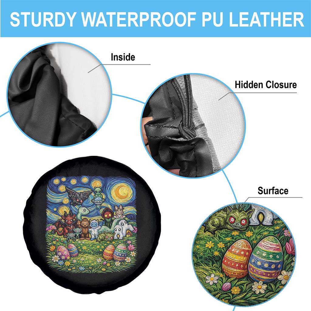 Funny Cryptid Starry Night Easter Spare Tire Cover Monster Lover Gift