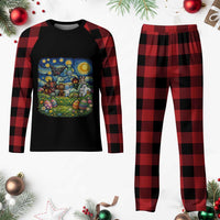 Funny Cryptid Starry Night Easter Plaid Pajama Set Monster Lover Gift