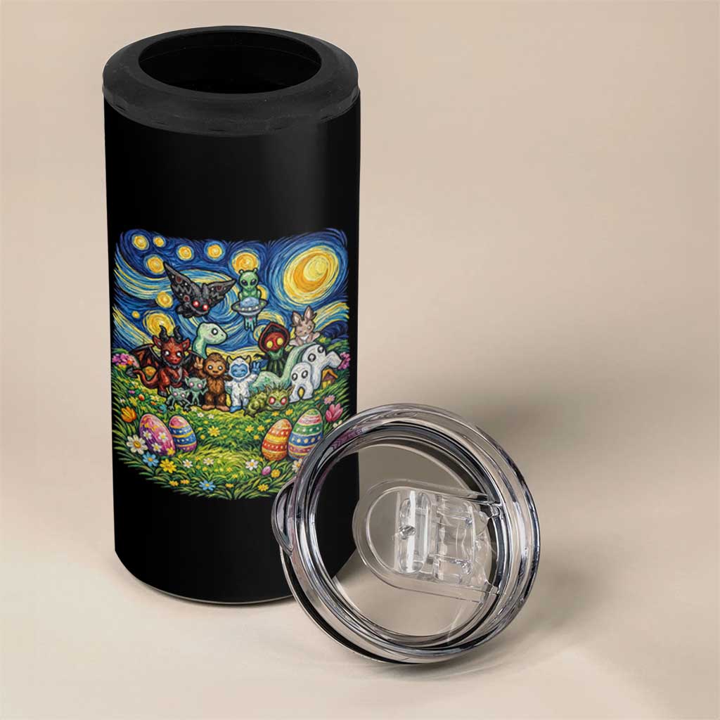 Funny Cryptid Starry Night Easter 4 in 1 Can Cooler Tumbler Monster Lover Gift