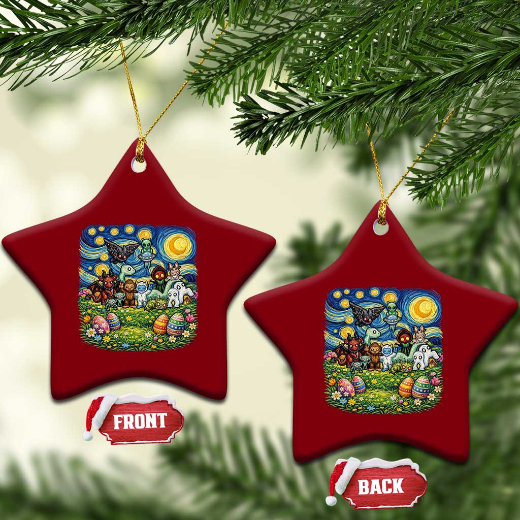 Funny Cryptid Starry Night Easter Ceramic Ornament Monster Lover Gift