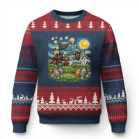 Funny Cryptid Starry Night Easter Ugly Christmas Sweater Monster Lover Gift