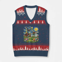 Funny Cryptid Starry Night Easter V-Neck Knit Sweater Vest Monster Lover Gift