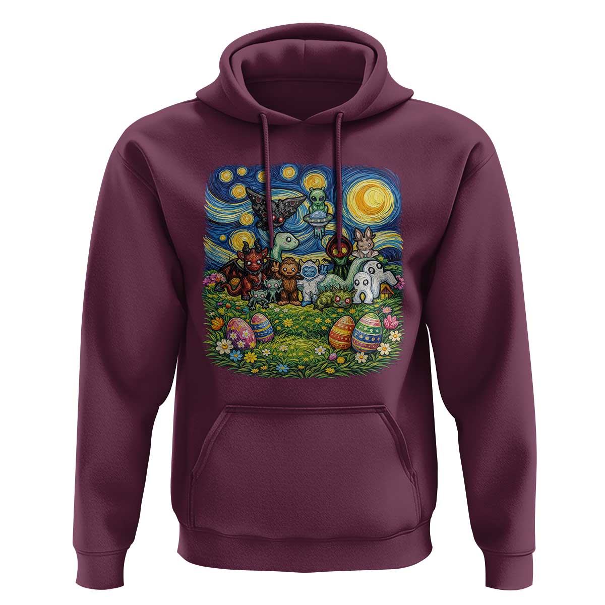 Funny Cryptid Starry Night Easter Hoodie Monster Lover Gift